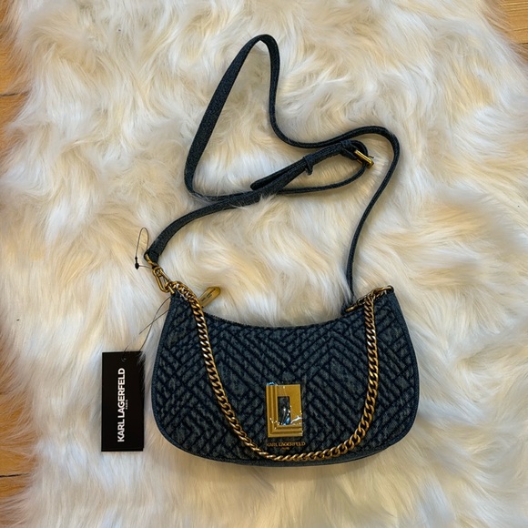 NWT Karl Lagerfeld Denim Shoulder Crossbody Bag - Picture 4 of 12